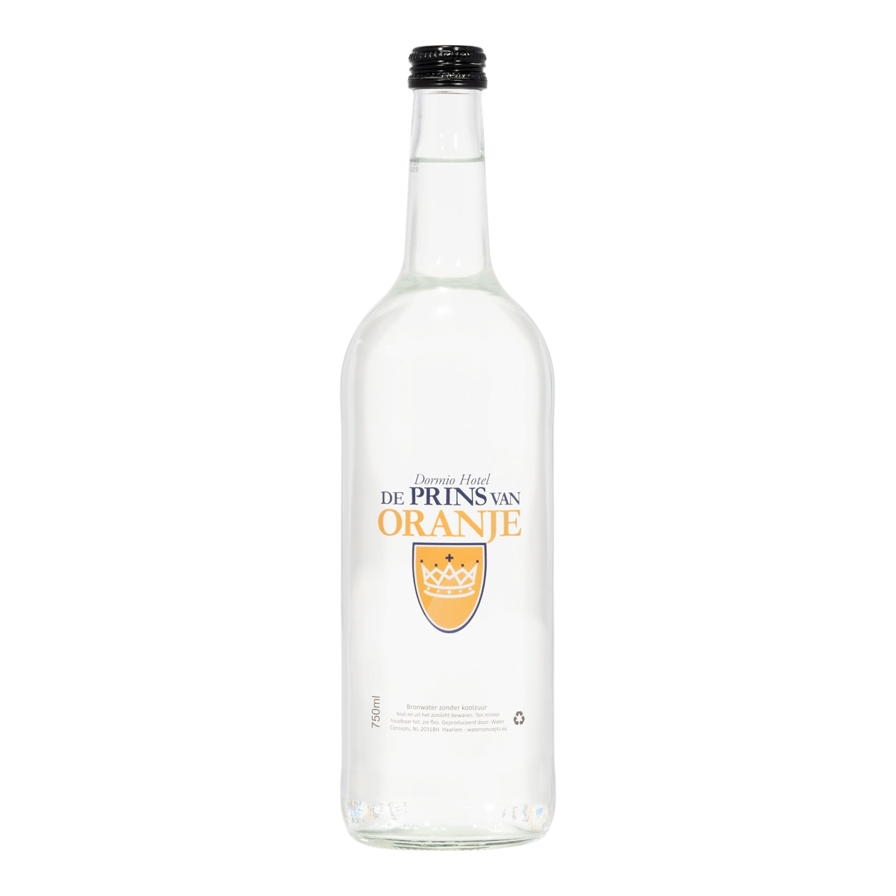 Water Concepts - Glazen fles water met logo en etiket