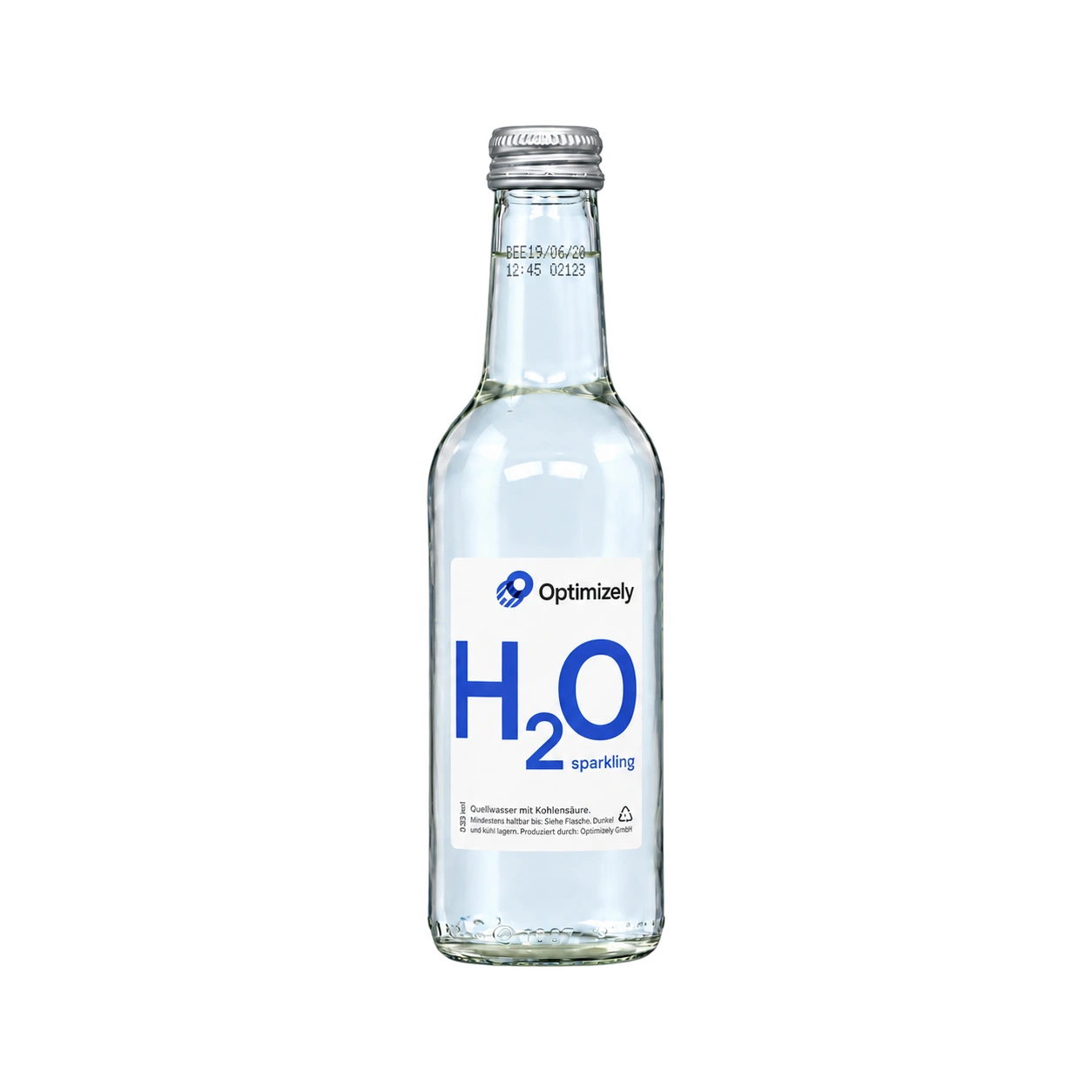 Water Concepts - Glazen fles water met logo en etiket