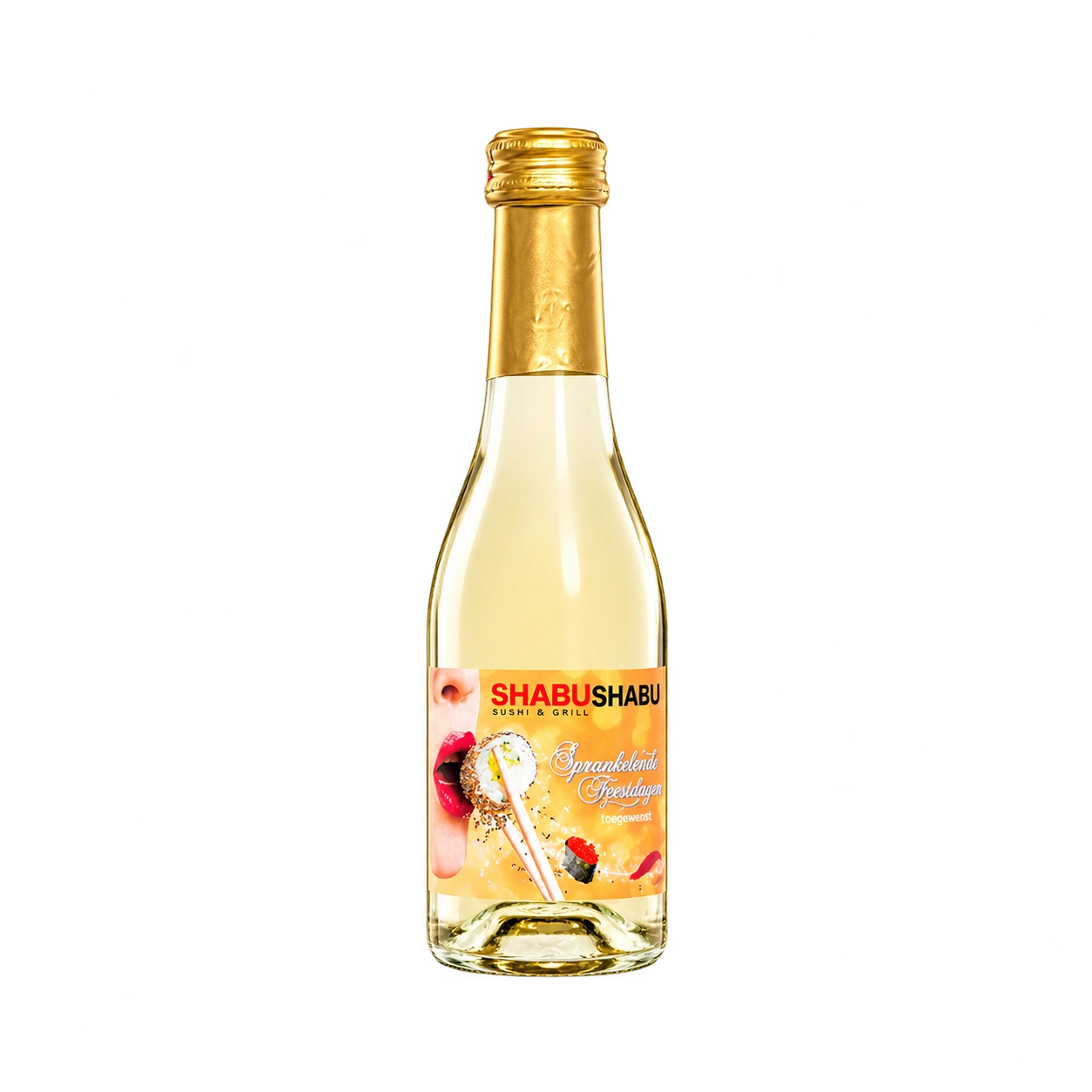 Water Concepts - Flesje Secco Vino Frizzante wijn met logo en etiket