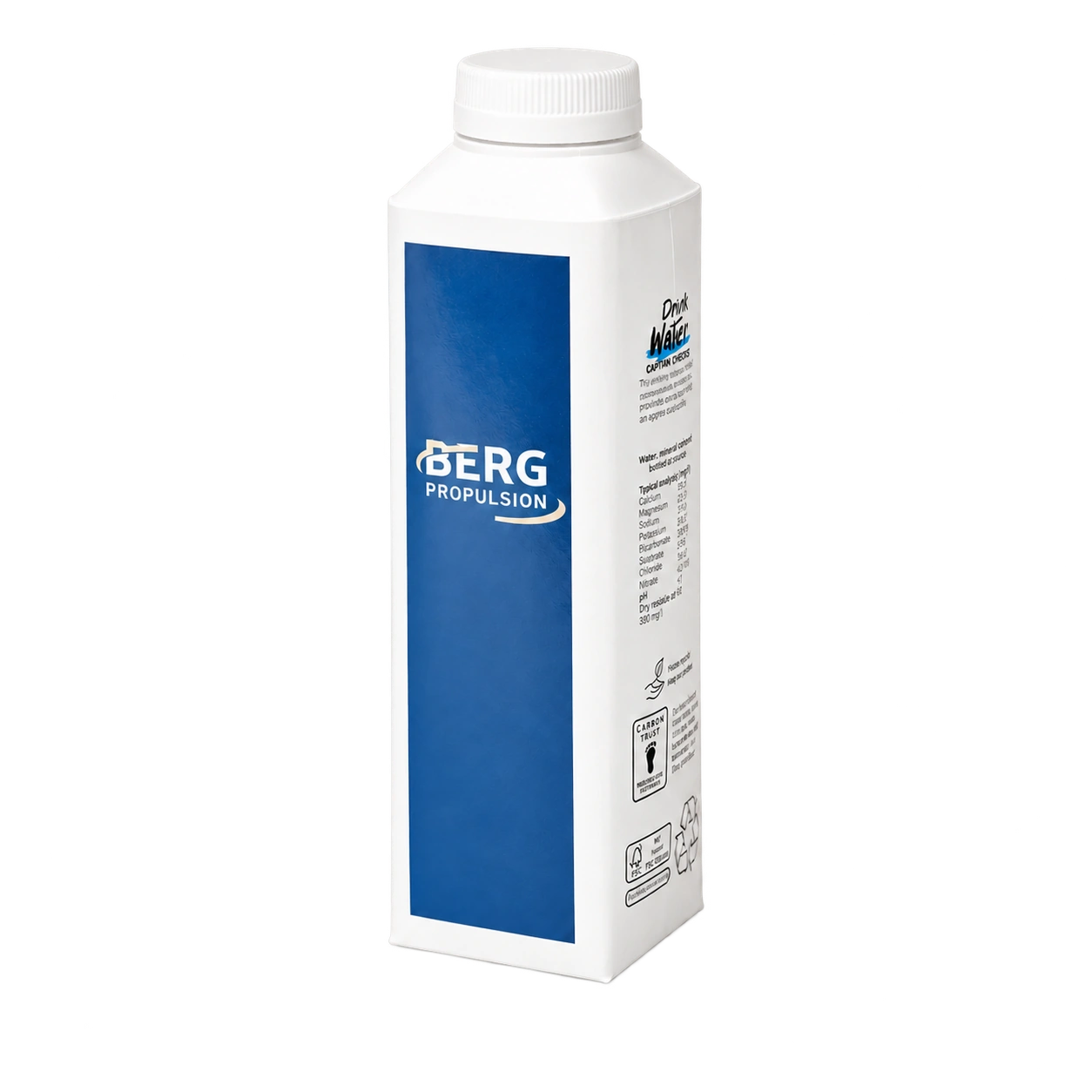 Water Concepts - kartonnen fles water met logo en bedrukking