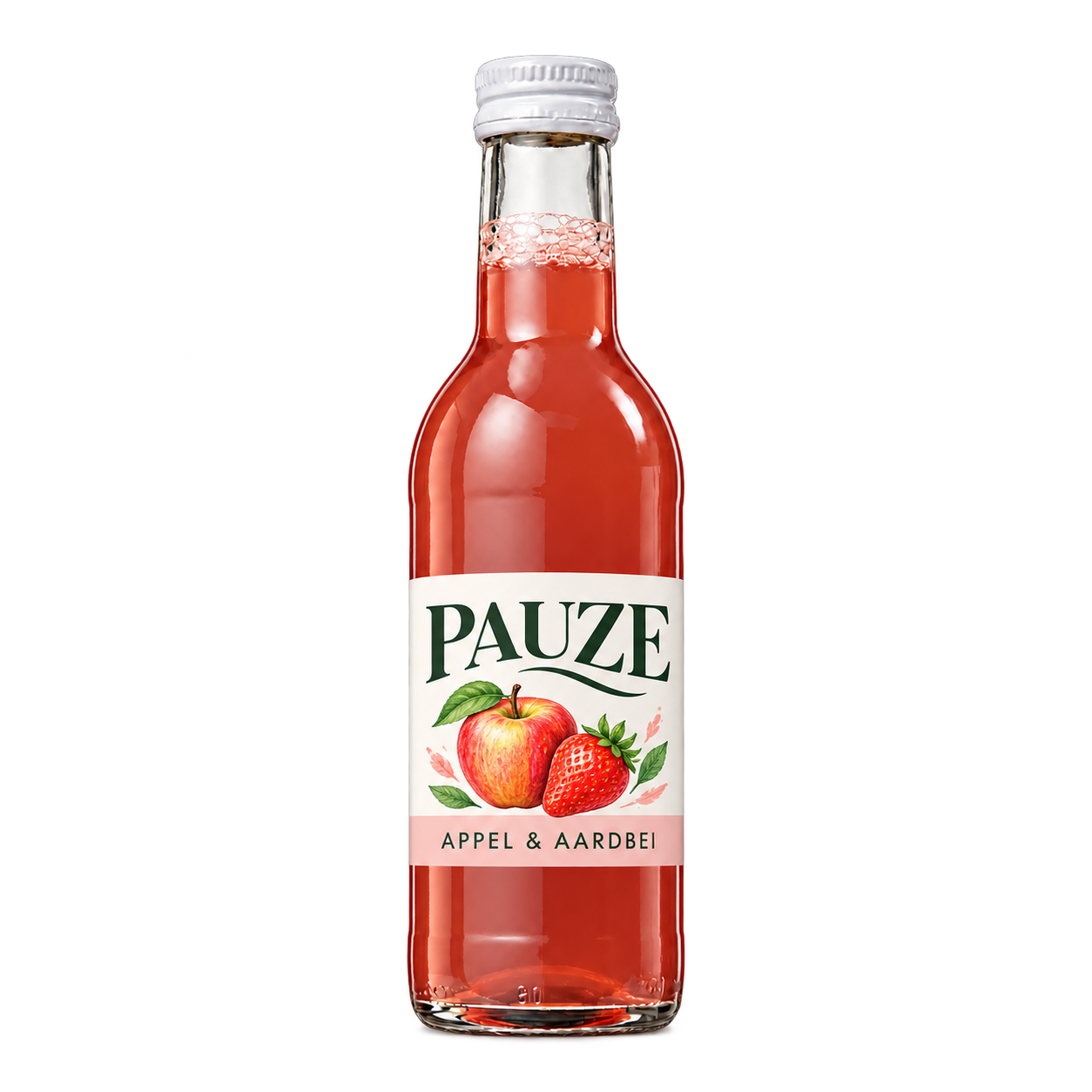 Appel-aardbeiensap 25 cl met fantasie-etiket PAUZE