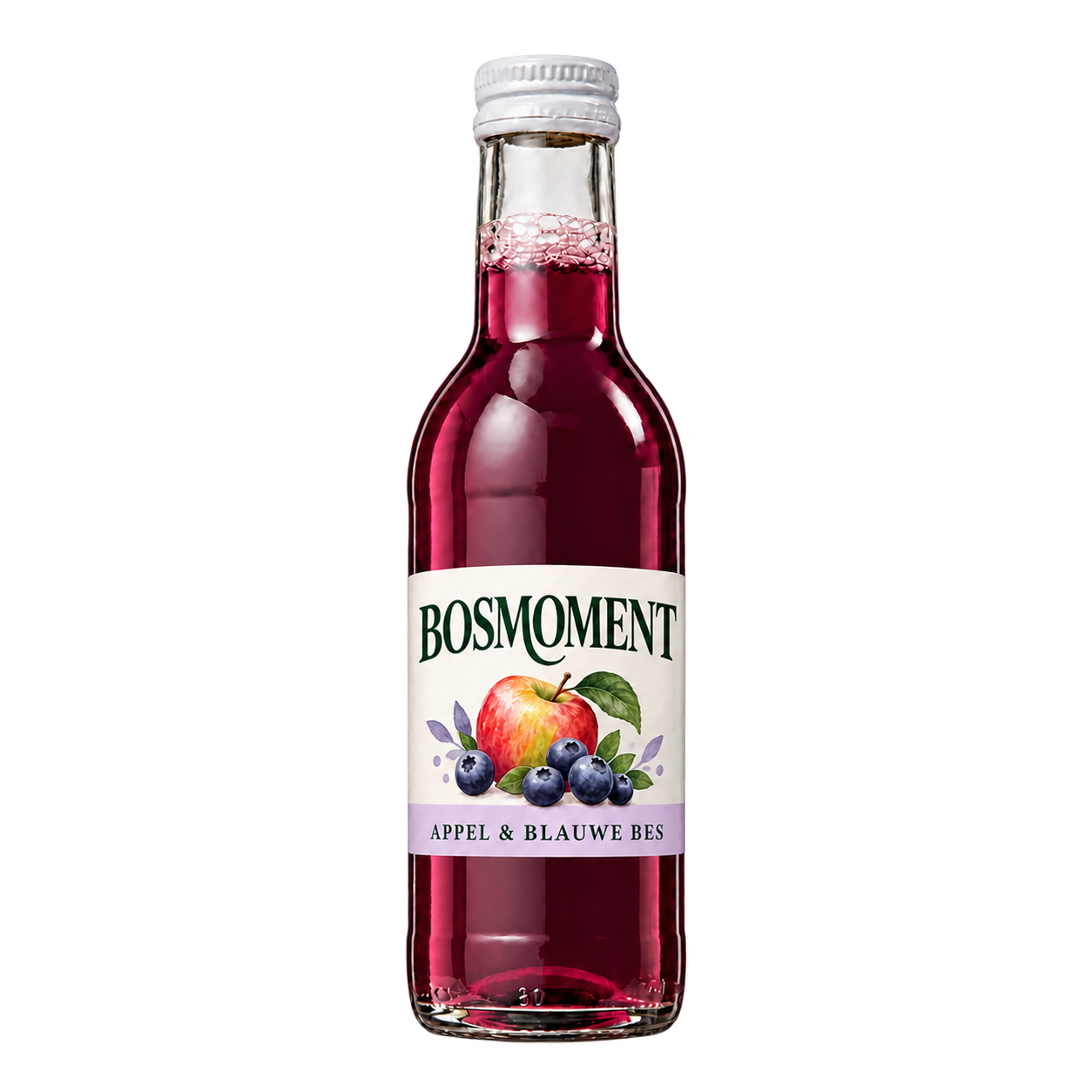 Appel-blauwe bessensap 25 cl met fantasie-etiket BOSMOMENT